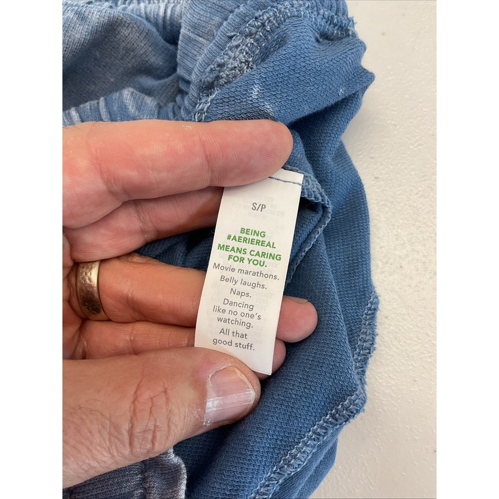 Aerie Baggy Barrel Leg Fleece Pant Sweatpants Chambray Size S - Picture 7 of 11